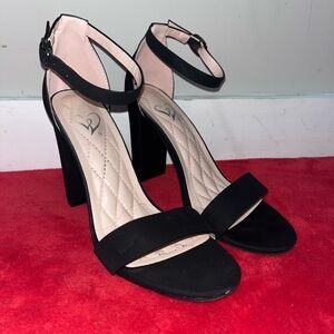 Windsor Black Ankle Strap Heels